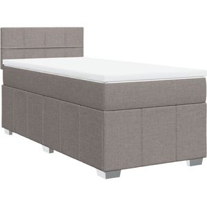 vidaXL Boxspring met matras stof taupe 100x200 cm