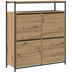 vidaXL Schoenenkast met 4 Flip-Lades Ambachtelijk Eiken 100x34x112 cm