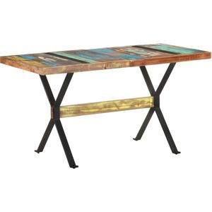 vidaXL Eettafel 140x70x76 cm massief gerecycled hout