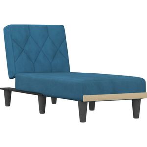 vidaXL Chaise longue fluweel blauw