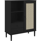 vidaXL Hoge kast SENJA rattan-look 90x40x112 cm grenenhout zwart