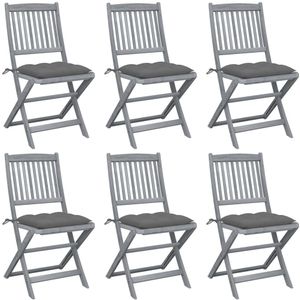 vidaXL Tuinstoelen 6 st inklapbaar met kussens massief acaciahout