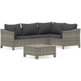 vidaXL 5-delige Loungeset met kussens poly rattan grijs