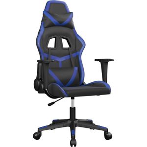 vidaXL Massage gamestoel kunstleer zwart en blauw