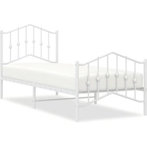 vidaXL Bedframe met hoofd- en voeteneinde metaal wit 80x200 cm