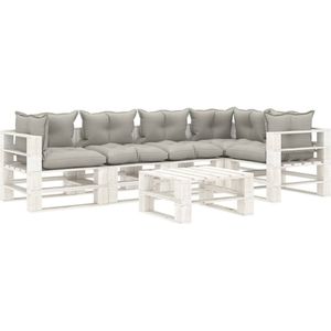 vidaXL 6-delige Loungeset met taupe kussens pallet hout