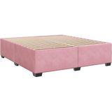 vidaXL Boxspring met matras fluweel roze 200x200 cm