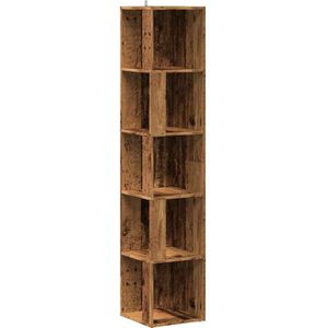 vidaXL - Hoekkast - 33x33x165 - cm - bewerkt - hout - oud - houtkleurig