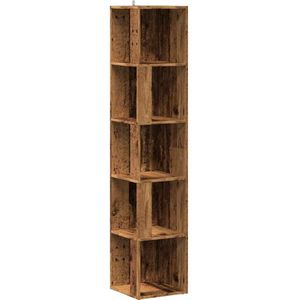 vidaXL Hoekkast 33x33x165 cm bewerkt hout oud houtkleurig