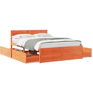 vidaXL - Bedframe - zonder - matras - massief - grenenhout - wasbruin - 135x190 - cm