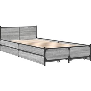 vidaXL Bedframe met lades bewerkt hout grijs sonoma eiken 90x200 cm