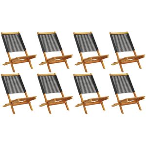vidaXL Tuinstoelen 8 st inklapbaar massief acaciahout zwart