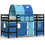 vidaXL Kinderhoogslaper met tunnel 90x190 cm massief grenenhout blauw