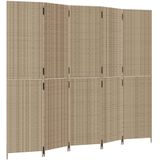 vidaXL-Kamerscherm-5-panelen-poly-rattan-beige