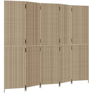 vidaXL-Kamerscherm-5-panelen-poly-rattan-beige