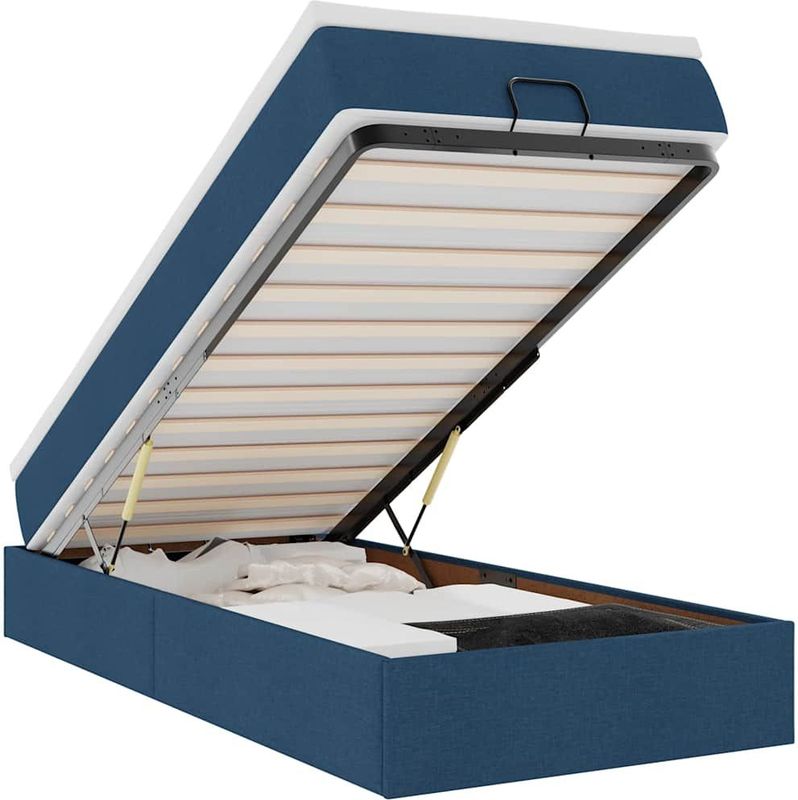vidaXL - Ottoman - bed - met - matrasx190cm - stof - blauw