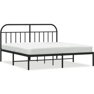 vidaXL Bedframe met hoofdbord metaal zwart 160x200 cm