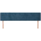 vidaXL Hoofdbord met randen 203x16x78/88 cm fluweel donkerblauw