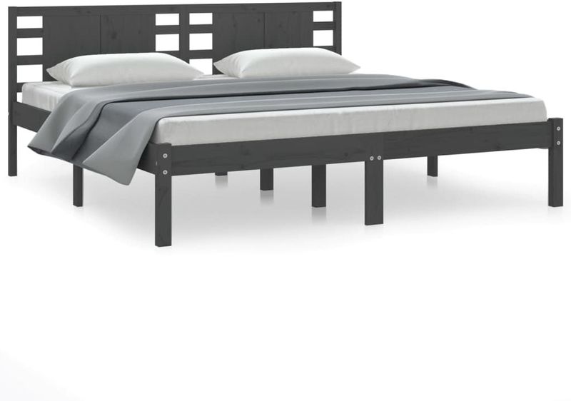 VidaXL Bedframe Massief Grenenhout Grijs 200x200 cm