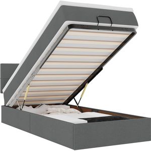 vidaXL - Ottoman - bed - met - matrasx190cm - stof - donkergrijs