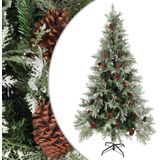 vidaXL Kerstboom met dennenappels 225 cm PVC en PE groen en wit