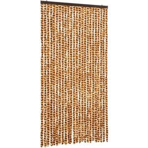 vidaXL-Vliegengordijn-100x230-cm-chenille-okerkleurig-en-wit