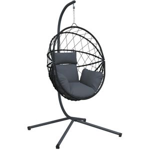 vidaXL Hangstoel - Antraciet - Rattan en Staal