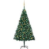 vidaXL Kunstkerstboom met verlichting en kerstballen 210 cm PVC groen