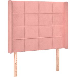 vidaXL Hoofdbord met randen 83x16x118/128 cm fluweel roze