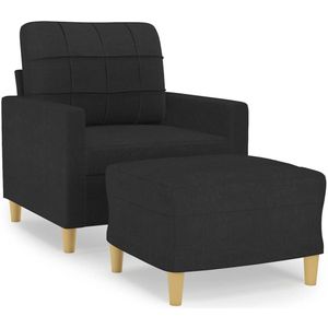 vidaXL Fauteuil met voetenbank 60 cm stof zwart