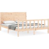 vidaXL Bedframe met hoofdbord massief hout