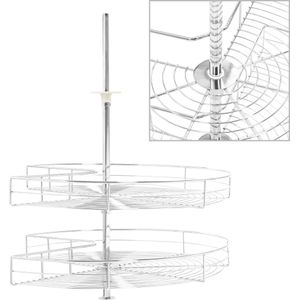 vidaXL Draadmand keuken 2-laags 270 graden 71x71x80 cm zilverkleurig