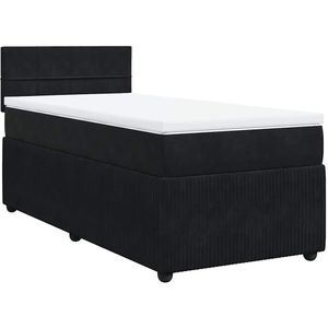 vidaXL Boxspring met matras fluweel zwart 80x200 cm