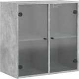 vidaXL Wandkast met glazen deuren 68x37x68,5 cm betongrijs