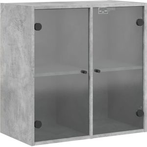 vidaXL Wandkast met glazen deuren 68x37x68,5 cm betongrijs