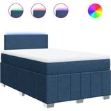 vidaXL - Boxspring - met - matras - stof - blauwx190 - cm