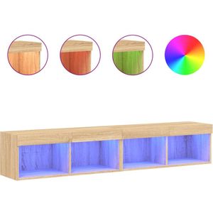 vidaXL Tv-meubels met LED-verlichting 2 st 80x30x30 cm sonoma eiken