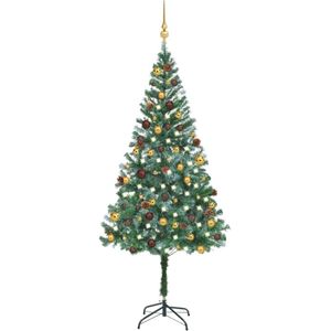 vidaXL Kunstkerstboom met verlichting kerstballen dennenappels 180 cm