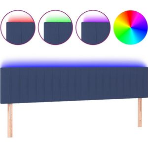 vidaXL Hoofdbord LED 180x5x78/88 cm stof blauw