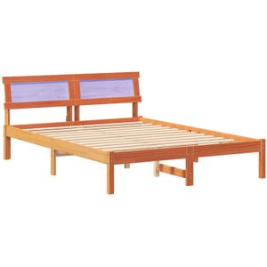 vidaXL - Bedframe - Wasbruin - Massief Grenenhout - Inclusief LED-Verlichting