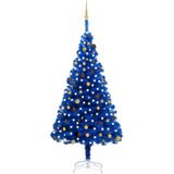 vidaXL Kunstkerstboom met verlichting en kerstballen 240 cm PVC blauw