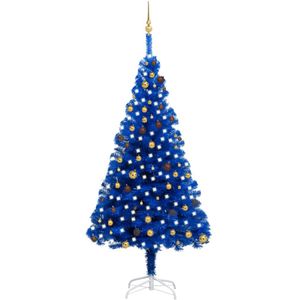 vidaXL Kunstkerstboom met verlichting en kerstballen 240 cm PVC blauw
