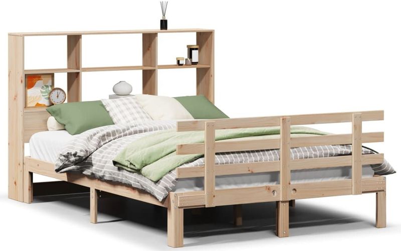 vidaXL Bed met boekenkast zonder matras massief grenenhout 150x200 cm
