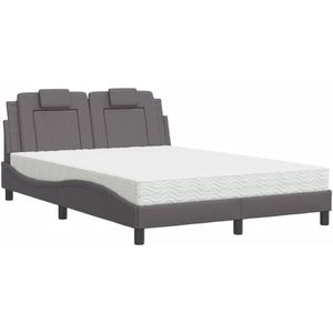 vidaXL Bed met matras kunstleer grijs 120x200 cm