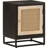 vidaXL - Nachtkastje - 40x30x50 - cm - massief - mangohout - en - ijzer - zwart