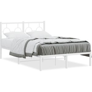 vidaXL Bedframe met hoofdbord metaal wit 120x190 cm