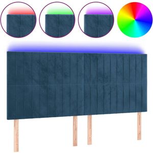 vidaXL Hoofdbord LED 180x5x118/128 cm fluweel donkerblauw