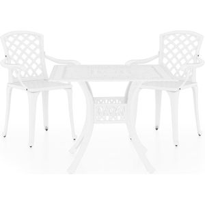 vidaXL 3-delige Bistroset gietaluminium wit