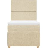 vidaXL Boxspring met matras stof crèmekleurig 90x200 cm