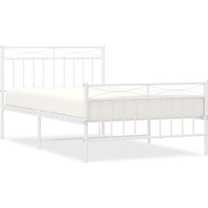 vidaXL Bedframe met hoofd- en voeteneinde metaal wit 100x200 cm